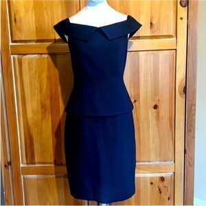 Ted Baker Elegant Blue Peplum Off-Shoulder Dress  Sz US 6 or Ted Sz 2